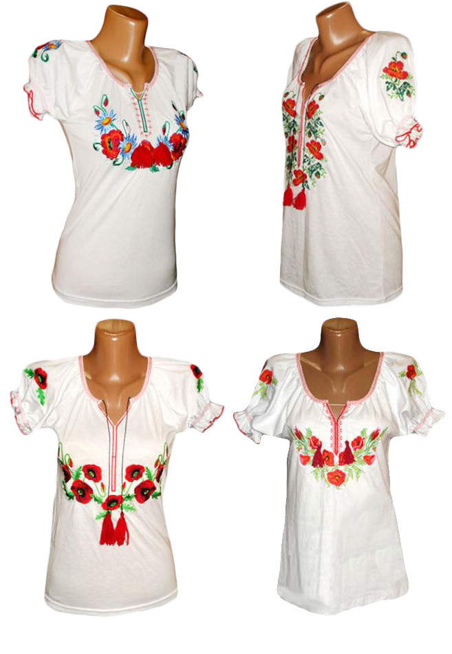 Вишиванка жіноча біла з коротким рукавом, інтерлок. р.54-60