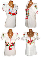 Вишиванка жіноча біла з коротким рукавом, інтерлок. р.54-60