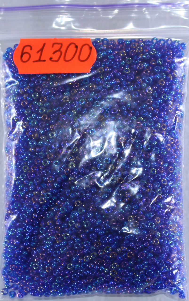 Бісер 10/0, No61300 синій прозорий глянсовий (пач.50 грамів), фото 1