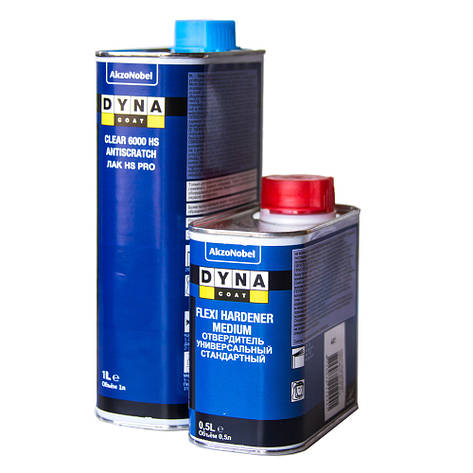 Лак акриловий Dyna Clear Coat 6000 HS Anti-Scratch 1 л з затверджувачем Flexi Medium 0,5 л, фото 1