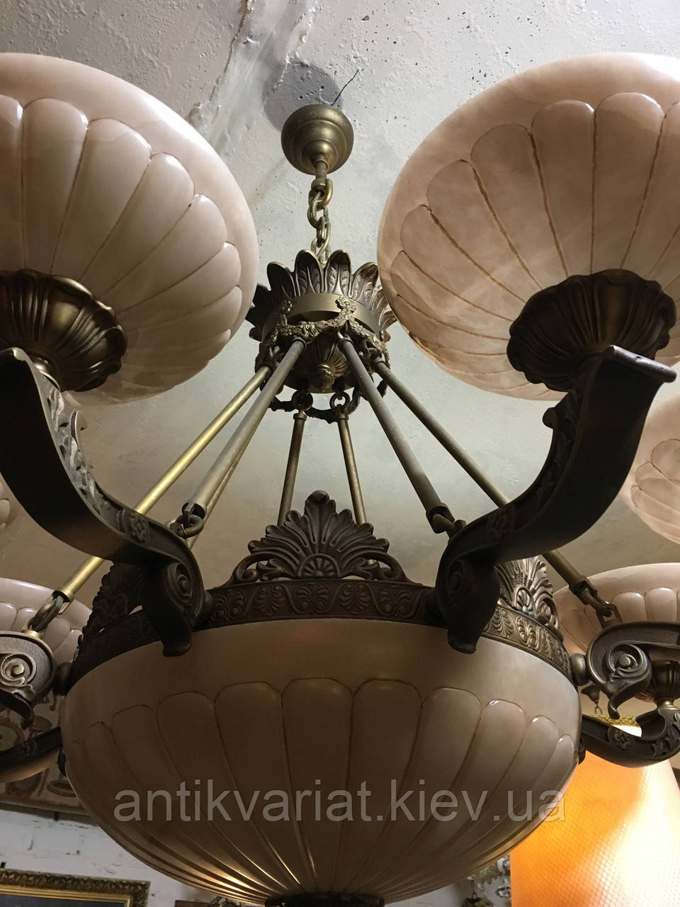 Антикварная бронзовая старинная люстра светильник лампа антикварная мебель антиквариат Украина Киев Одесса - фото 2 - id-p732161335