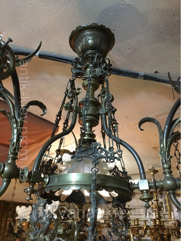 Антикварная бронзовая старинная люстра светильник лампа антикварная мебель антиквариат Украина Киев Одесса - фото 3 - id-p732141602