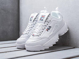 Жіночі кросівки Fila Disruptor 2 Bright White (Білі шкіряні кросівки Філа на масивній підошві) Штучна шкіра, 37 розмір,