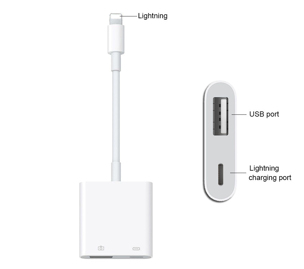 Багатофункціональний перехідник Lightning USB 3 Camera Adapter, для переміщення фото/відео на iPad Pro/ iPhone