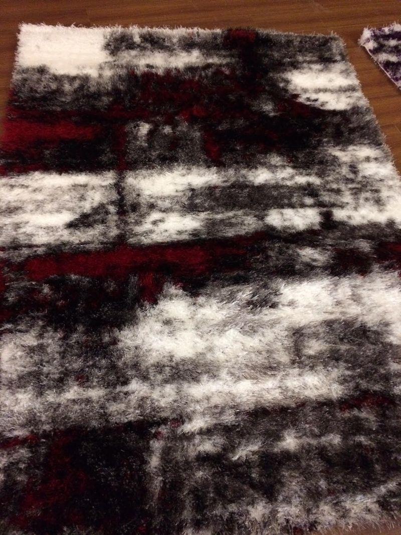 ВОРСИСТИЙ КИЛИМ DEFIER 7681 СІРИЙ З ЧЕРВОНИМ, фото 1