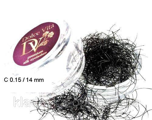 Вії поодинокі Dolce Vita premium С вигин 0,15 / 14 мм (2000 шт), фото 2