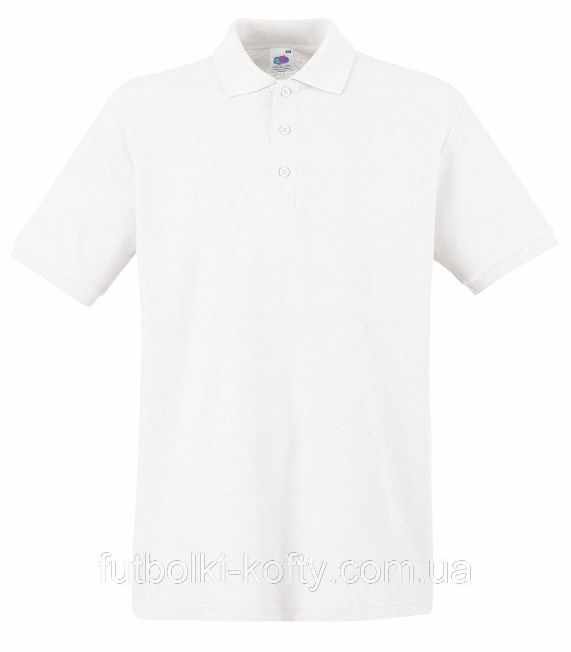 Чоловіча футболка поло біла щільна Premium polo Fruit of the Loom,M
