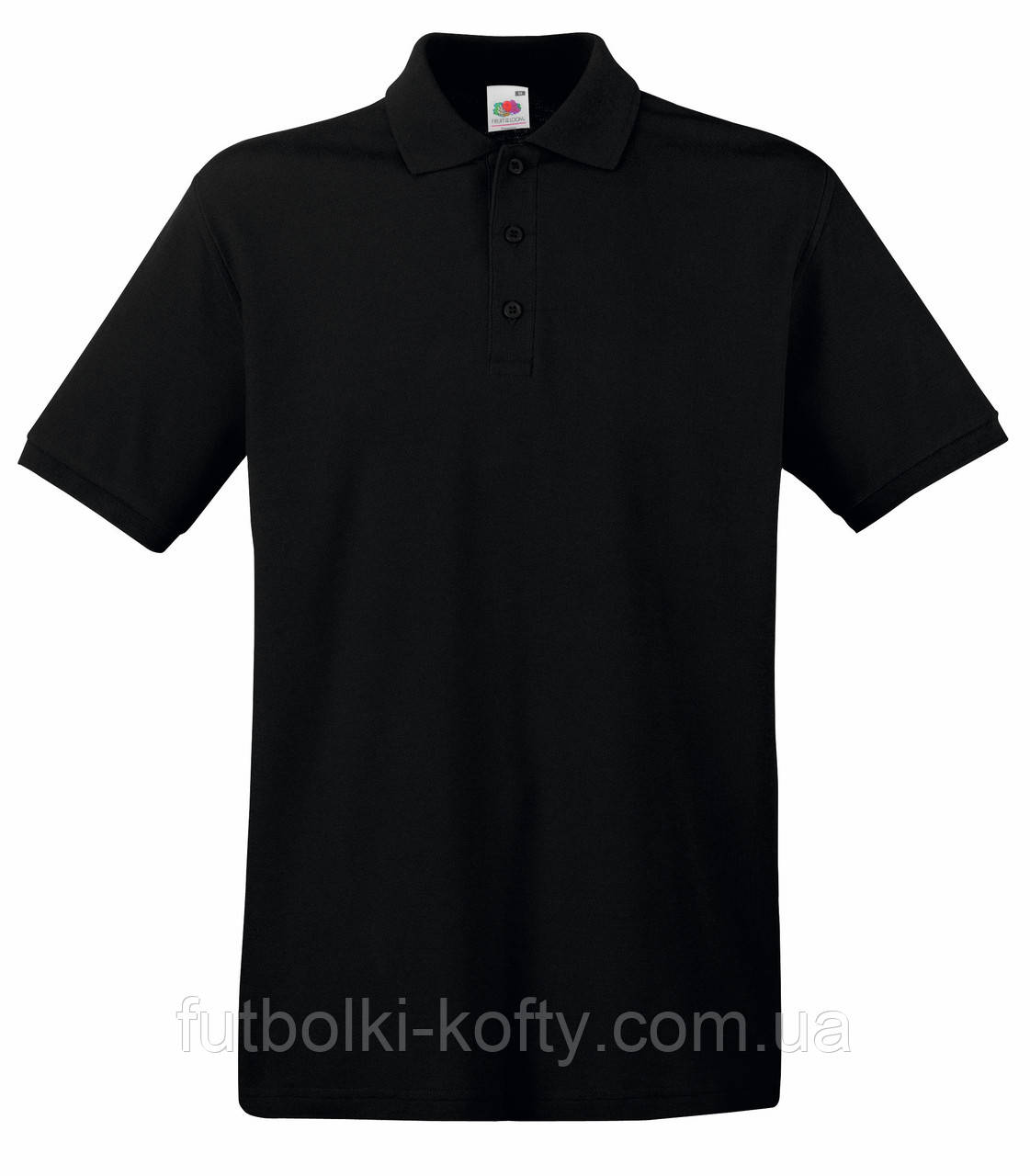 Чоловіча футболка поло чорна щільна Premium polo Fruit of the Loom,2XL