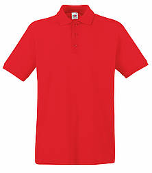 Чоловіча футболка поло червона щільна Premium polo Fruit of the Loom,XL