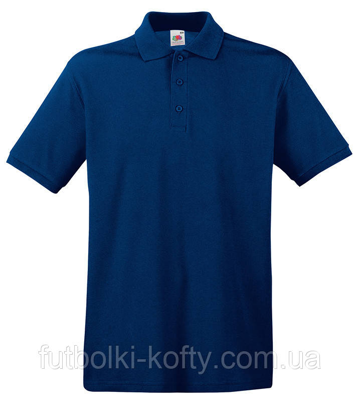 Чоловіча футболка поло синя щільна (темно-синій) Premium polo Fruit of the Loom, 2XL