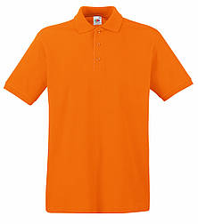 Чоловіча футболка поло оранжева щільна Premium polo Fruit of the Loom, 2XL