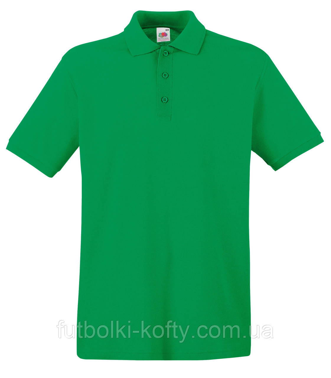 Чоловіча футболка поло зелена щільна (яскраво-зелений) Premium polo Fruit of the Loom, M