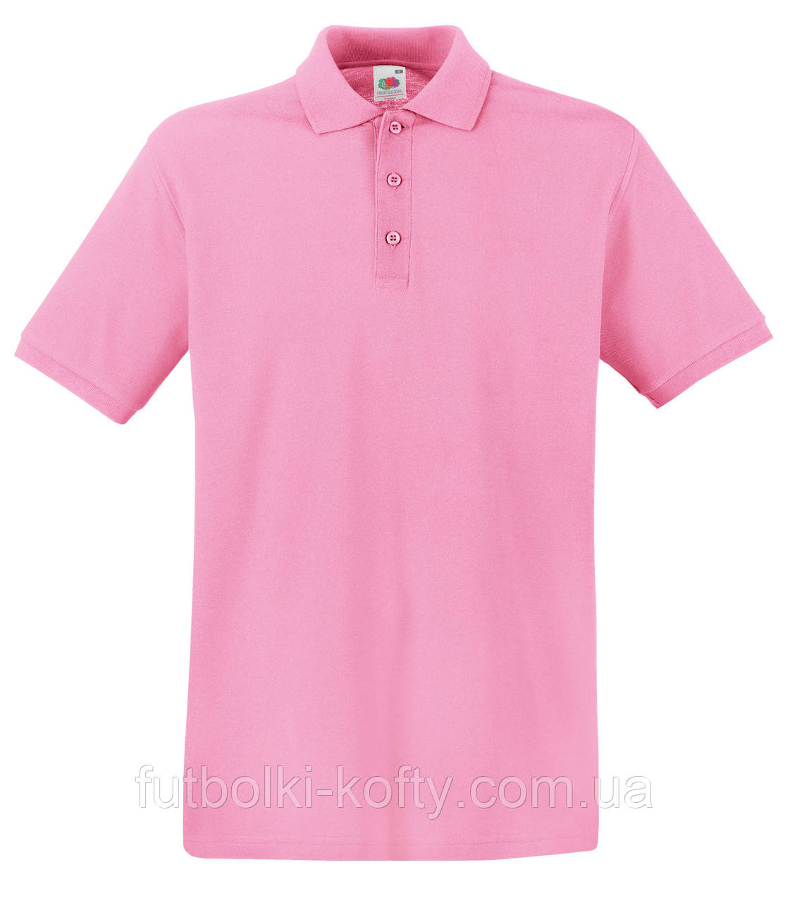 Чоловіча футболка поло рожева щільна Premium polo Fruit of the Loom,XL
