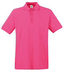 Чоловіча футболка поло малинова щільна Premium polo Fruit of the Loom, XL