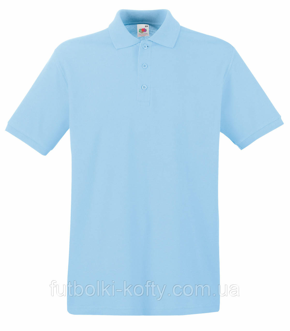 Чоловіча футболка поло блакитна щільна Premium polo Fruit of the Loom, M, фото 1