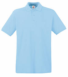 Чоловіча футболка поло блакитна щільна Premium polo Fruit of the Loom,3XL