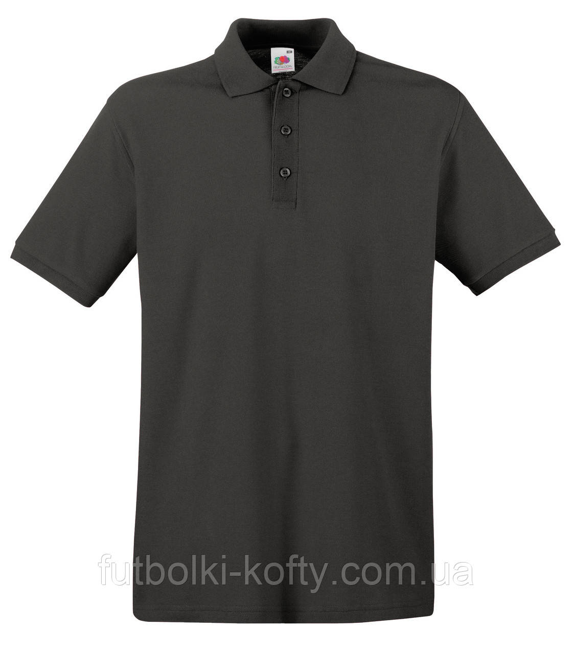Чоловіча футболка поло сіра (світлий графіт) щільна Premium polo Fruit of the Loom,XL