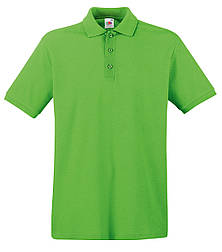 Чоловіча футболка поло салатова щільна Premium polo Fruit of the Loom, XL