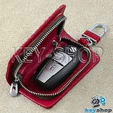 Ключниця кишенькова (червона, "зміїна шкіра", на блискавці, з карабіном), логотип авто Suzuki (Сузукі), фото 2