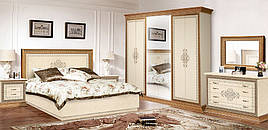 Спальня комплект з ДСП/МДФ Ніколь 180 з 6-ти дверною шафою бежевий Слониммебель
