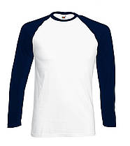Чоловіча футболка З кольоровими Рукавом Fruit of the loom Білий/Блакитний темно-синій 61-028-WE XL