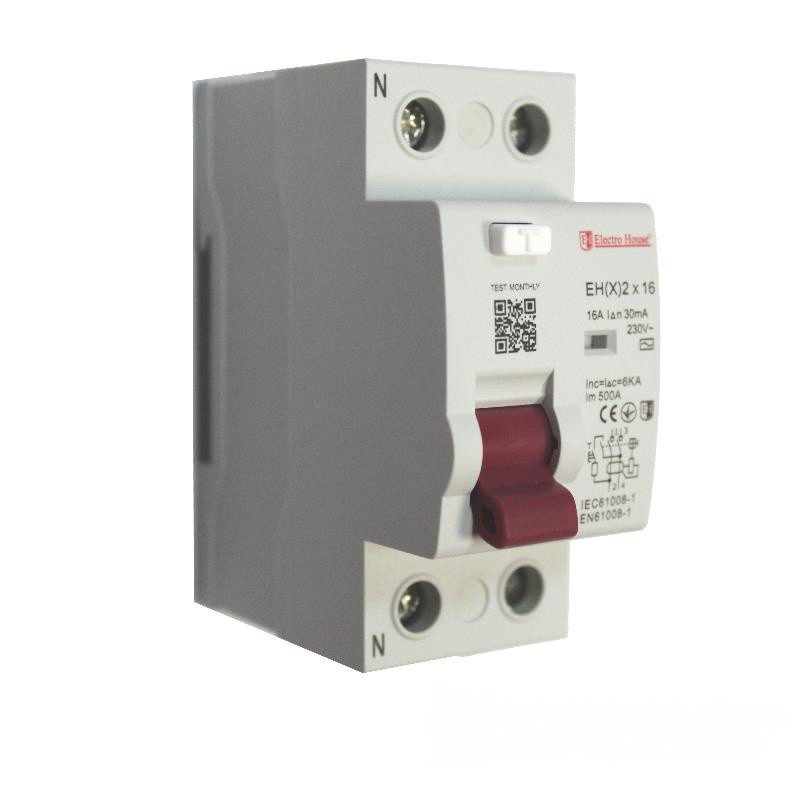 Пристрій захисного відключення ПЗВ ElectroHouse 2 16A 30mA 230-400V IP20