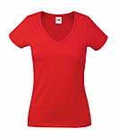 Червона жіноча футболка з V-подібним вирізом Lady-fit v-neck Fruit of the Loom, фото 8