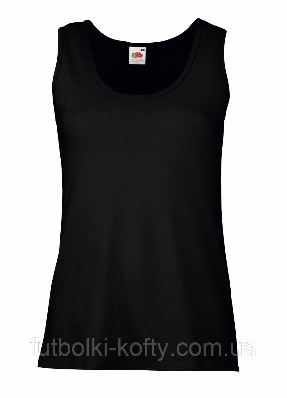 Майка жіноча чорна базова Fruit of the Loom Valueweight vest lady-fit, 2XL, фото 1