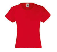 Детская Классическая футболка для Девочек Красная Fruit of the loom 61-005-40 5-6