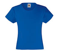 Детская Классическая футболка для Девочек Ярко-синяя Fruit of the loom 61-005-51 7-8
