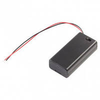 01-15-081. Корпус тримач 2 батарейок ААА, з кришкою, з проводами 15см