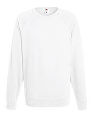 Реглан чоловічий білий светр легкий Lightweight raglan sweat Fruit of the Loom, 2XL 46
