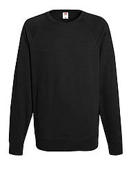 Реглан чоловічий чорний светр легкий Lightweight raglan sweat Fruit of the Loom, 2XL