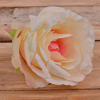 Головка троянди 8 см біла з рожевою серединкою Квіти штучні