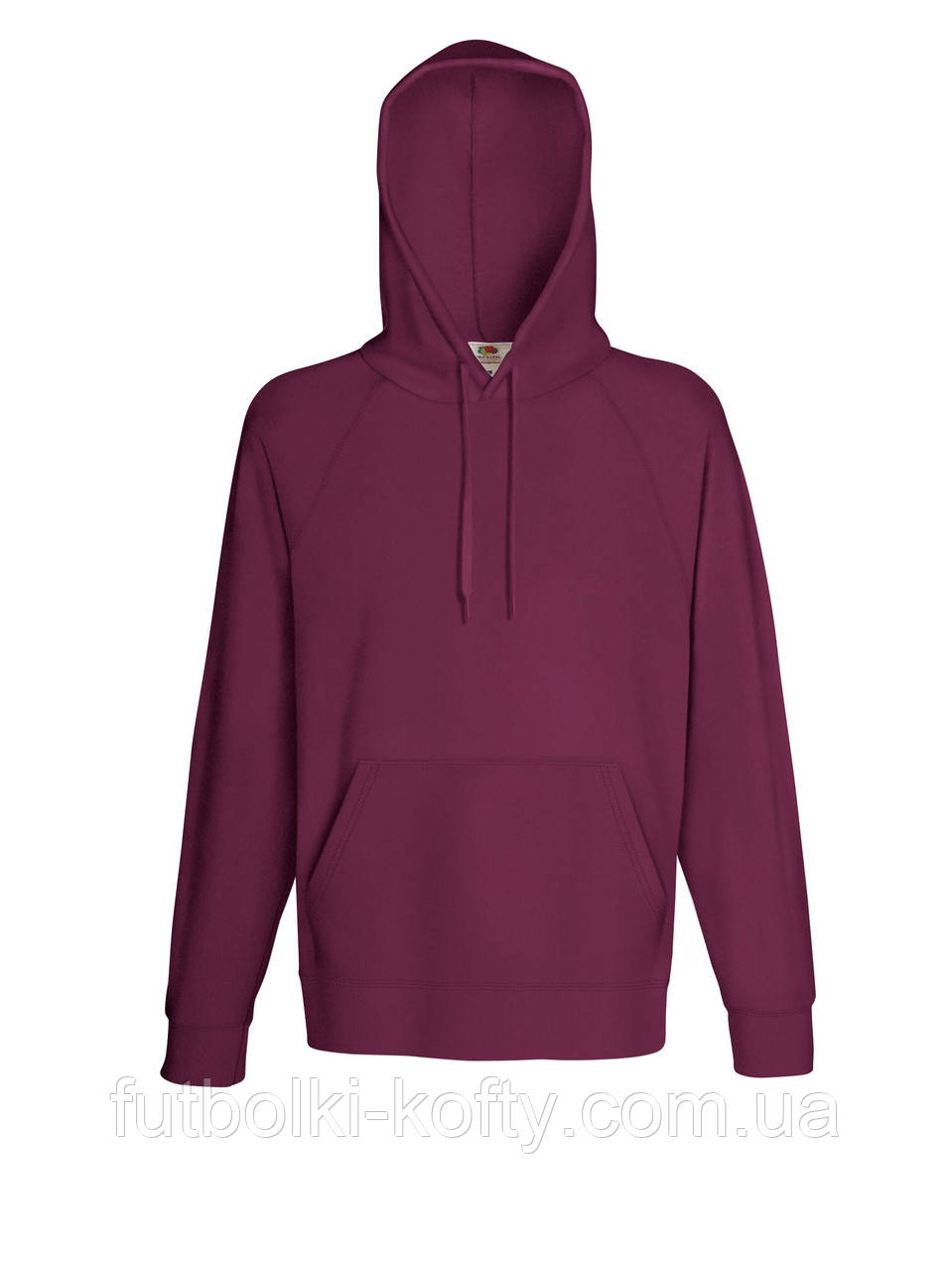 Худі чоловіча бордова кофта з капюшоном легка Lightweight hooded sweat Fruit of the Loom,2XL, фото 1