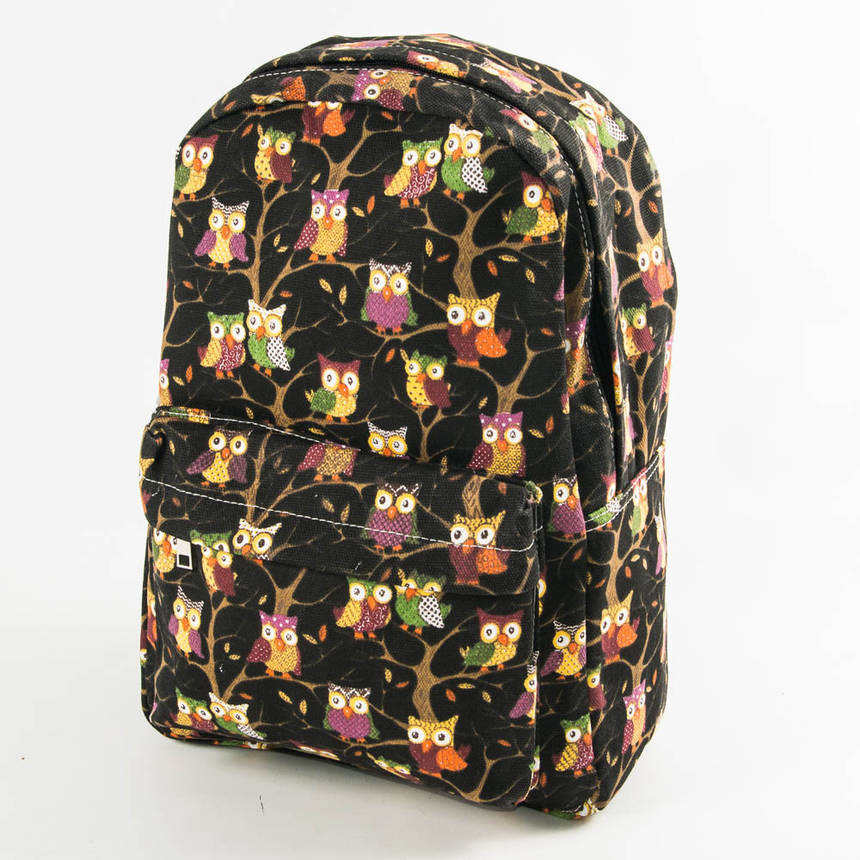 Оптом рюкзак прогулянковий з совами - чорний - 12-623, фото 1
