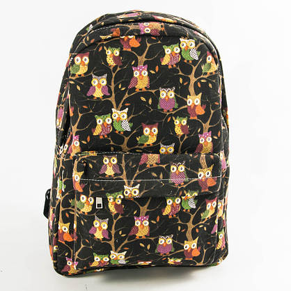 Оптом рюкзак прогулянковий з совами - чорний - 12-623, фото 2
