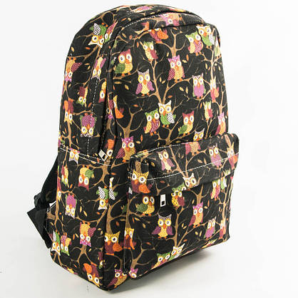 Оптом рюкзак прогулянковий з совами - чорний - 12-623, фото 3