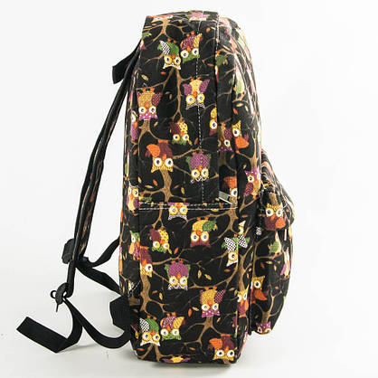 Оптом рюкзак прогулянковий з совами - чорний - 12-623, фото 4