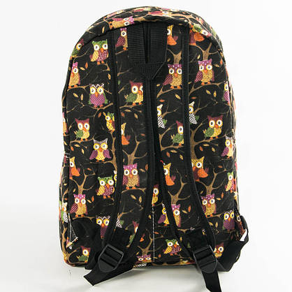 Оптом рюкзак прогулянковий з совами - чорний - 12-623, фото 5
