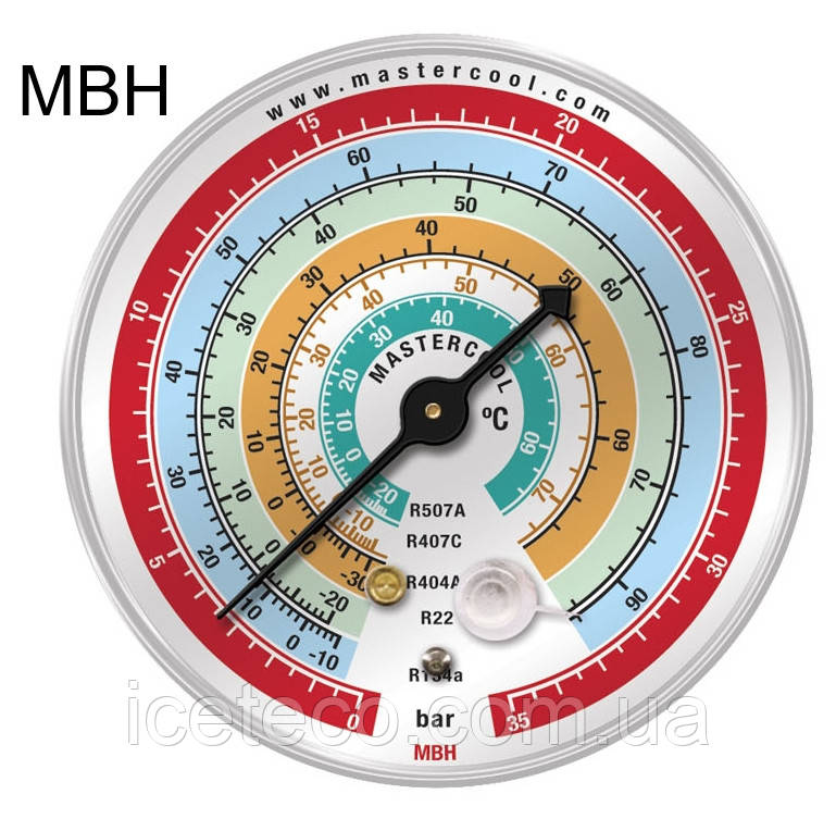 Манометр HP високого тиску на R22, 134a, 404a, 407с, 507a MBH Mastercool