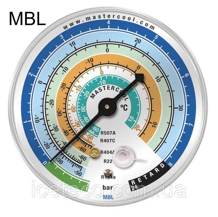 Манометр LBP низького тиску на R22, 134a, 404a, 407s, 507a MBL Mastercool