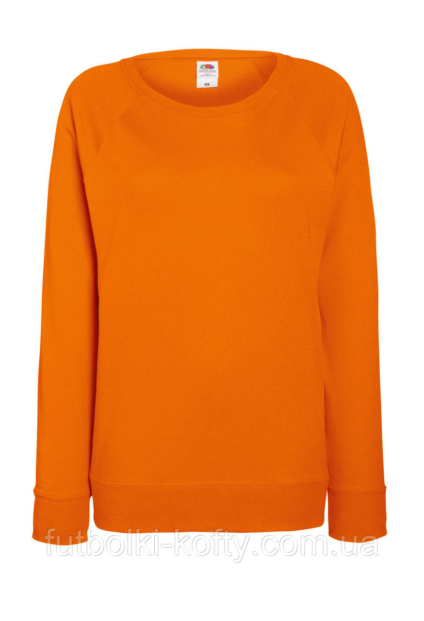 Світшот жіночий оранжевий светр легкий Lightweight raglan Fruit Of The Loom,L, фото 1
