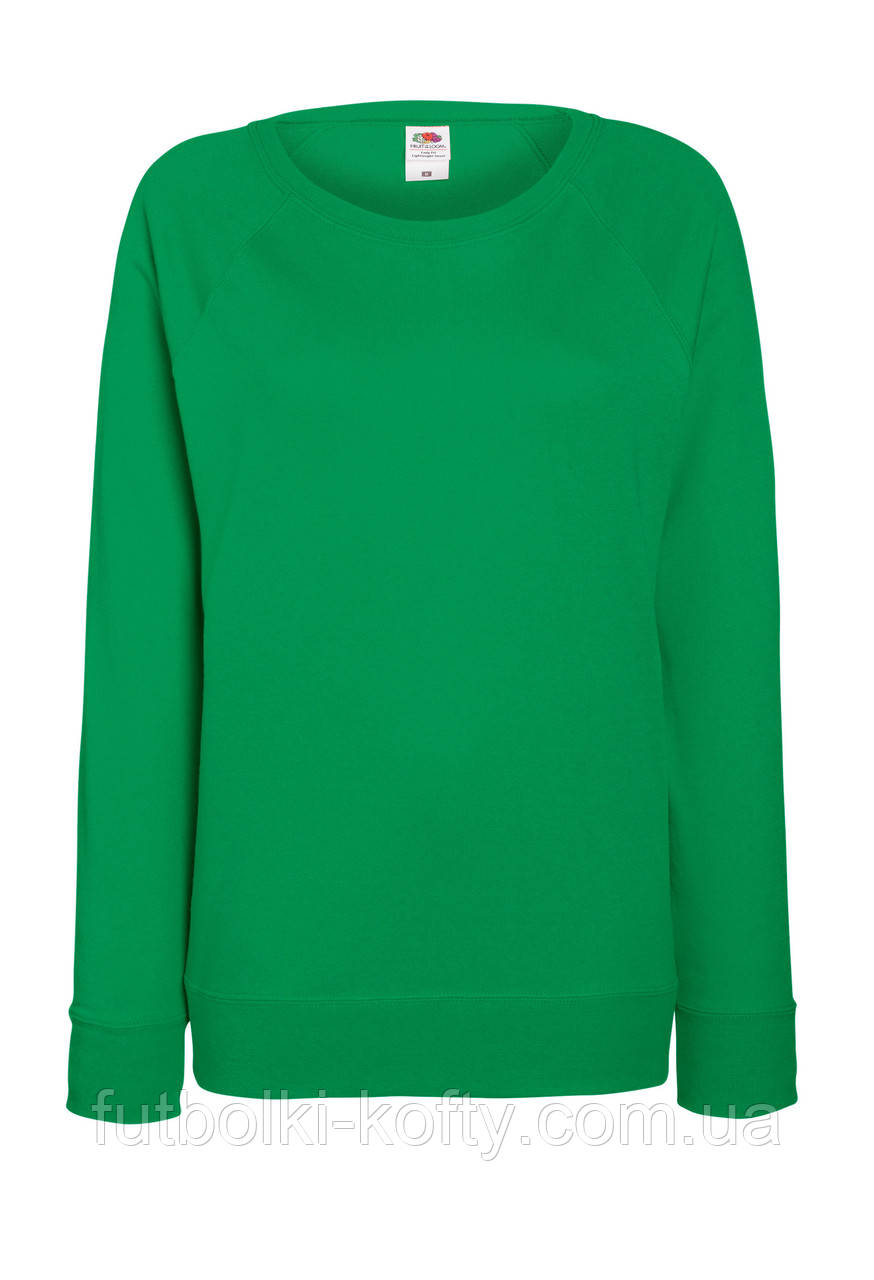 Світшот жіночий зелений светр легкий (яскраво-зелений) Lightweight raglan Fruit Of The Loom,M, фото 1