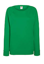 Світшот жіночий зелений светр легкий (яскраво-зелений) Lightweight raglan Fruit Of The Loom,XS