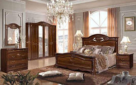 Спальня комплект з ДСП/МДФ Сорренто 180 з 6-ти дверною шафою гарячий шоколад Слониммебель