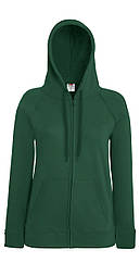 Жіноча зелена толстовка з капюшоном на блискавці (темно-зелений) Lightweight hooded jacket lady-fit Fruit of the Loom,S