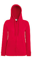Жіноча червона толстовка з капюшоном на блискавці Lightweight hooded jacket lady-fit Fruit of the Loom,XS