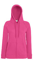 Жіноча малинова толстовка з капюшоном на блискавці Lightweight hooded jacket lady-fit Fruit of the Loom,XS