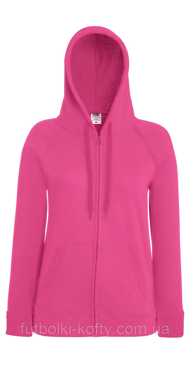 Жіноча малинова толстовка з капюшоном на блискавці Lightweight hooded jacket lady-fit Fruit of the Loom,XL, фото 1